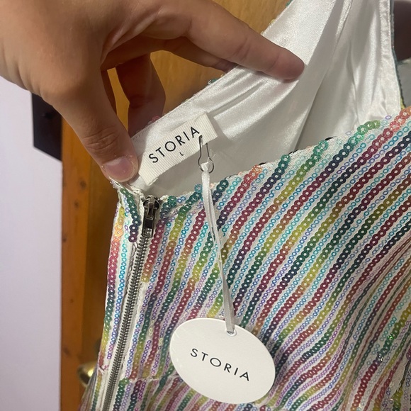 Rainbow Sequin Cocktail Dress - Picture 3 of 3